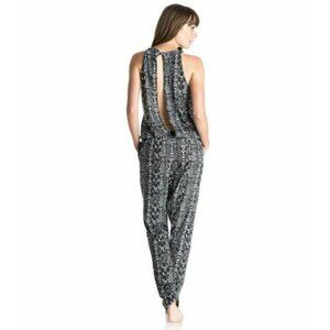 NEW ROXY Tuna Or Later Jumpsuit Black White Sleeveless Beach Open Back Medium